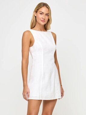 LSPACE | Oceanside Mini Linen Dress in White S
